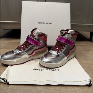 Isabel Marant Women's Sneakers - Metallic Silver and Pink